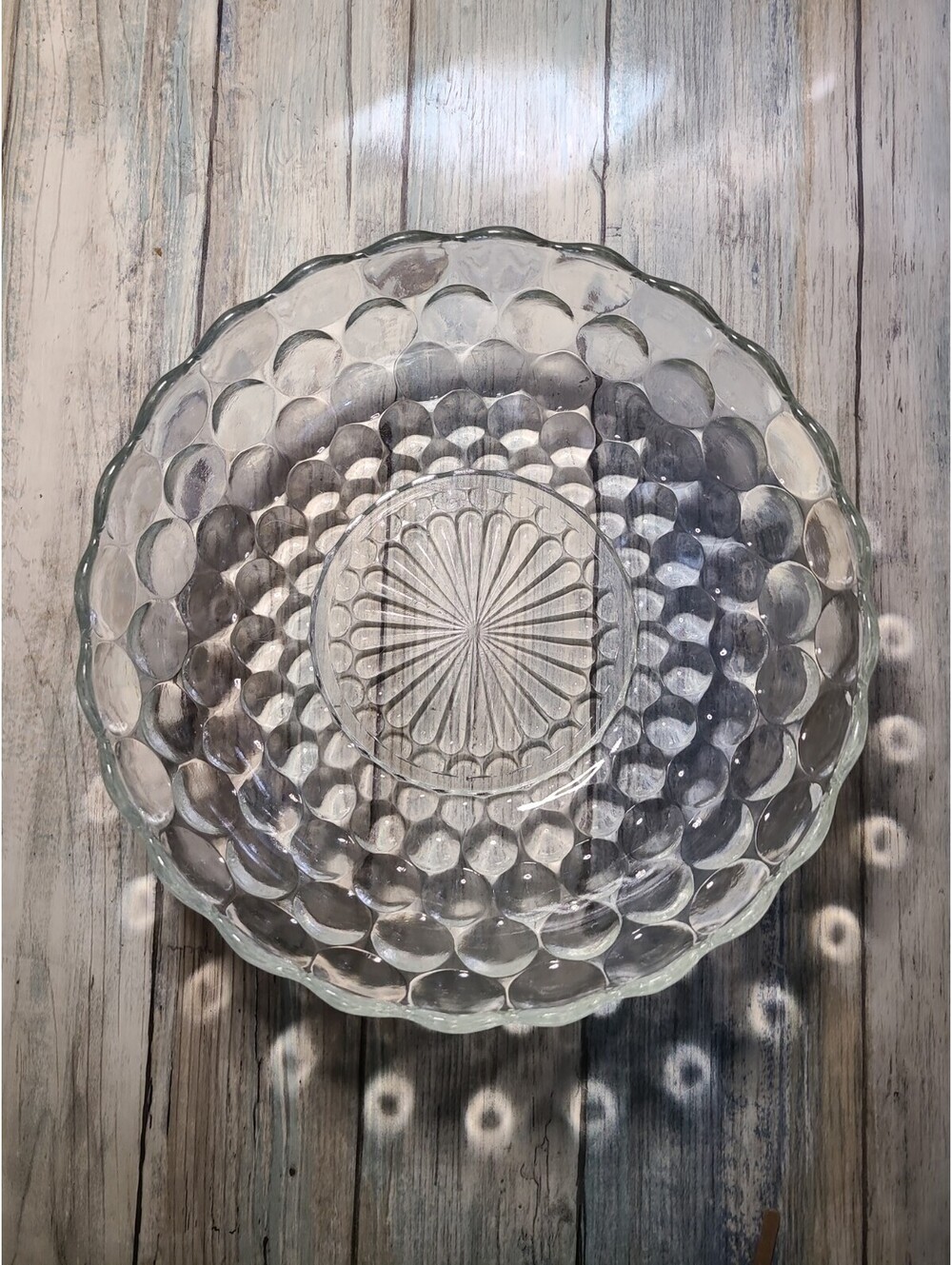 Vintage 8 In Pressed Glass Bubble Bowl